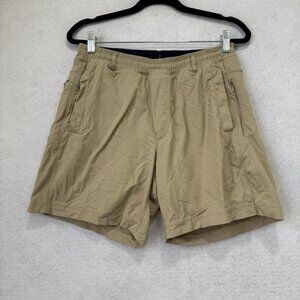 Birddogs Shorts Mens Small Khaki Lined Stretch Athletic Golf Zip Pocket Nylon